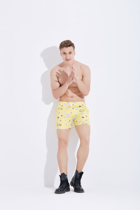 Men's Quick Drying Cartoon Printed Beach Shorts